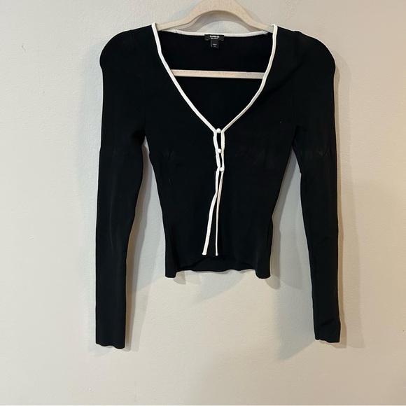 Express Body Contour Black White Button Down Classy Cardigan Women’s Size XS - Picture 1 of 5